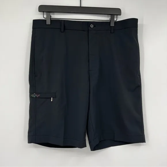 NEW Greg Norman Black Athletic G7XDH525 Button Zip Fly Golf Casual Shorts