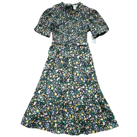 New Hyacinth House Floral Puff Sleeve Midi Dress