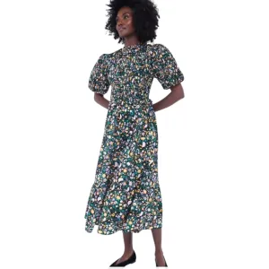 New Hyacinth House Floral Puff Sleeve Midi Dress
