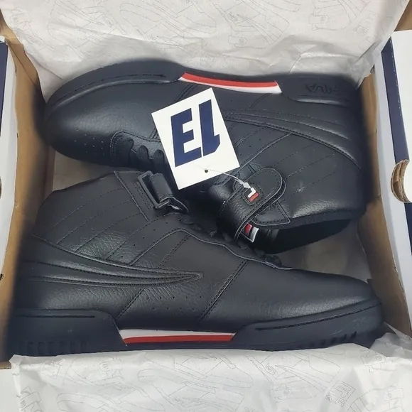 New In Box FILA F-13V Mens Fashion Sneakers Black/Fila Red/White Choose Size
