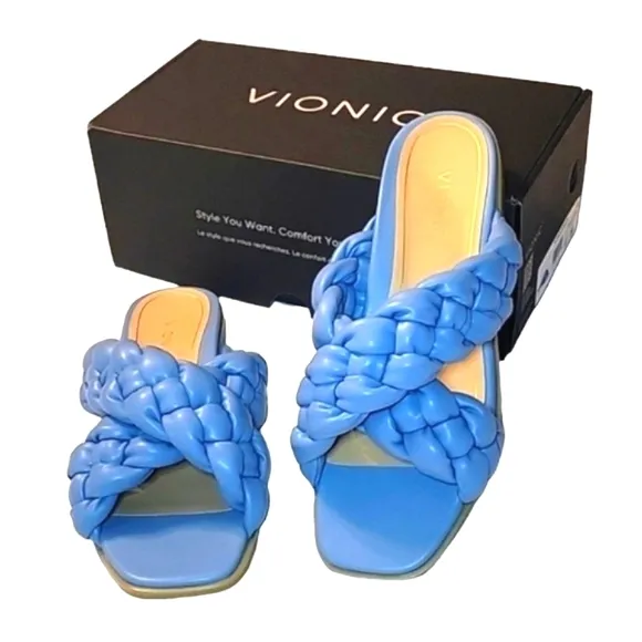 NEW in box Vionic Braided Cross Strap Slides Kalina