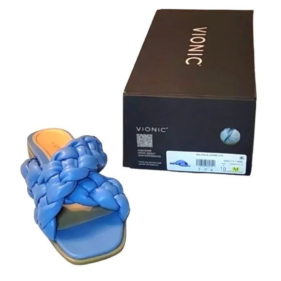 NEW in box Vionic Braided Cross Strap Slides Kalina