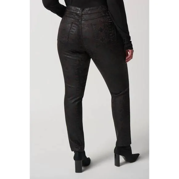 NEW JOSEPH RIBKOFF animal print slim-fit jeans in mocha/black