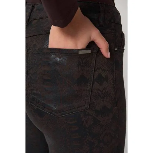 NEW JOSEPH RIBKOFF animal print slim-fit jeans in mocha/black
