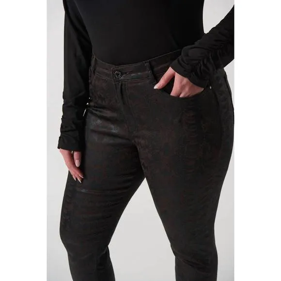 NEW JOSEPH RIBKOFF animal print slim-fit jeans in mocha/black
