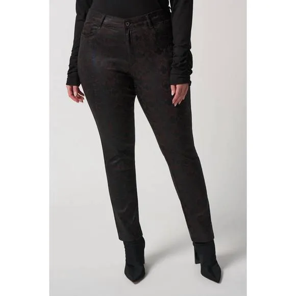 NEW JOSEPH RIBKOFF animal print slim-fit jeans in mocha/black