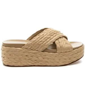 NEW J/SLIDES quiver natural raffia wedge in sand