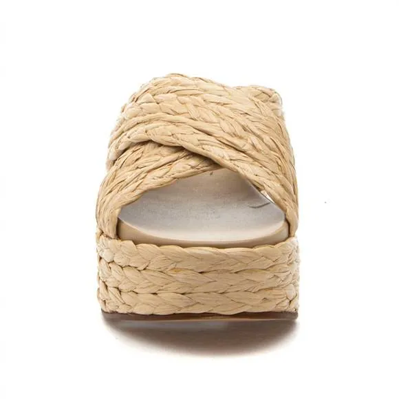 NEW J/SLIDES quiver natural raffia wedge in sand