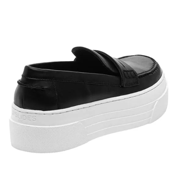 NEW J/SLIDES women's ava leather slip on loafers in black