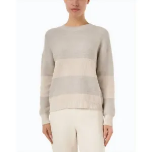 NEW KINROSS lurex stripe crew sweater in champagne