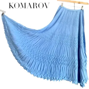 NEW Komarov sky blue crinkled plissé maxi skirt fm Nordstrom, Fits S-L