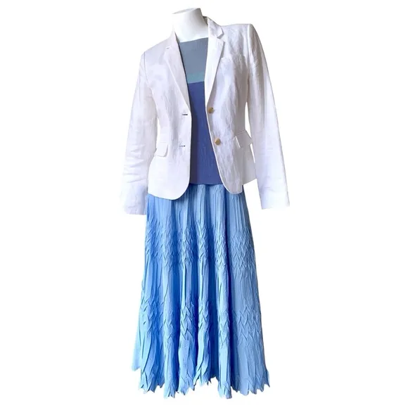 NEW Komarov sky blue crinkled plissé maxi skirt fm Nordstrom, Fits S-L