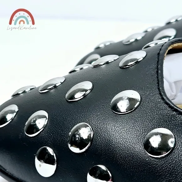 New! Madewell Greta Studded Ballet Black Leather Flats 10