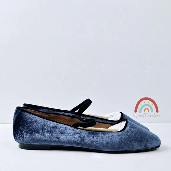 New! Madewell The Greta Ballet Curfew Blue Velvet Flat