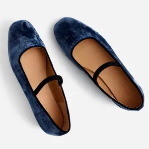 New! Madewell The Greta Ballet Curfew Blue Velvet Flat