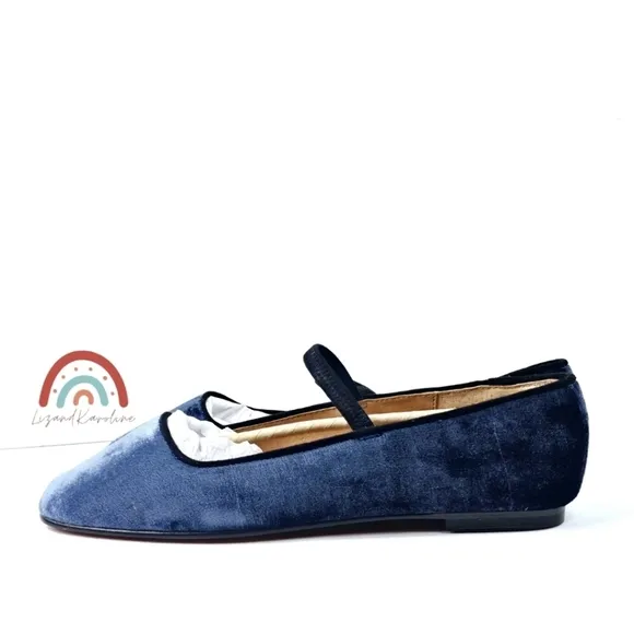 New! Madewell The Greta Ballet Curfew Blue Velvet Flat