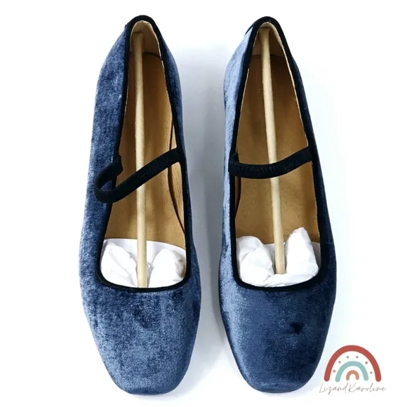 New! Madewell The Greta Ballet Curfew Blue Velvet Flat