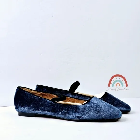 New! Madewell The Greta Ballet Curfew Blue Velvet Flat