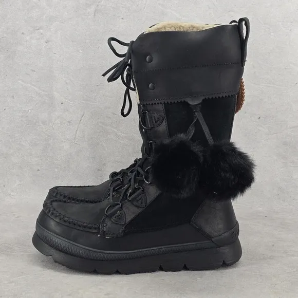 New Manitobah Mukluks WP Pacific Half Winter Boots Black Womens Size 7.5