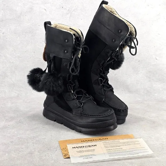 New Manitobah Mukluks WP Pacific Half Winter Boots Black Womens Size 7.5