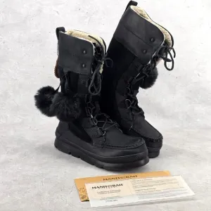 New Manitobah Mukluks WP Pacific Half Winter Boots Black Womens Size 7.5