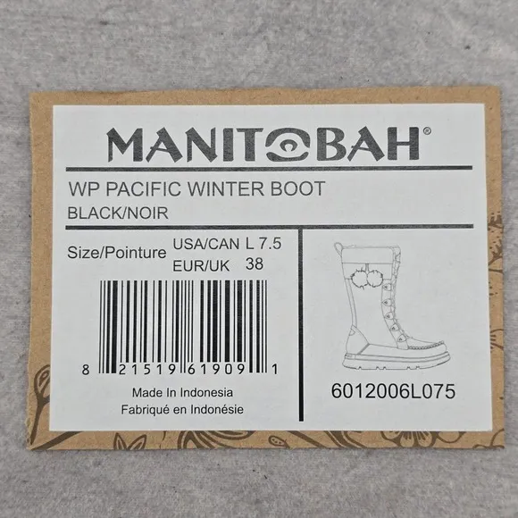 New Manitobah Mukluks WP Pacific Half Winter Boots Black Womens Size 7.5
