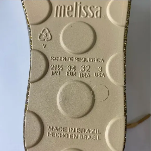 New Mel By Mini Melissa Mel Be gold glitter rubber Fashion Lace sneakers size 3