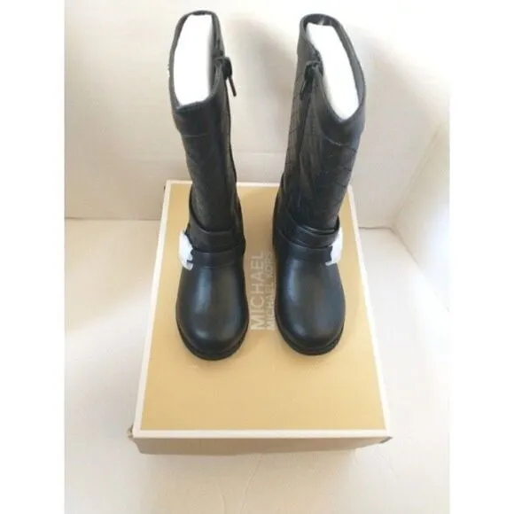 New! MICHAEL KORS Toddler Girls Black Quilted Tall Boots Riding Boots Size 7