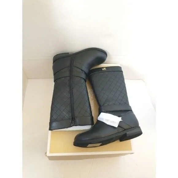 New! MICHAEL KORS Toddler Girls Black Quilted Tall Boots Riding Boots Size 7