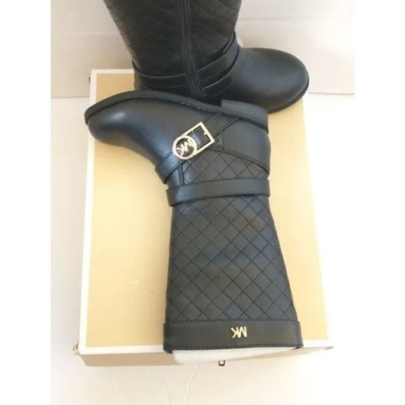 New! MICHAEL KORS Toddler Girls Black Quilted Tall Boots Riding Boots Size 7