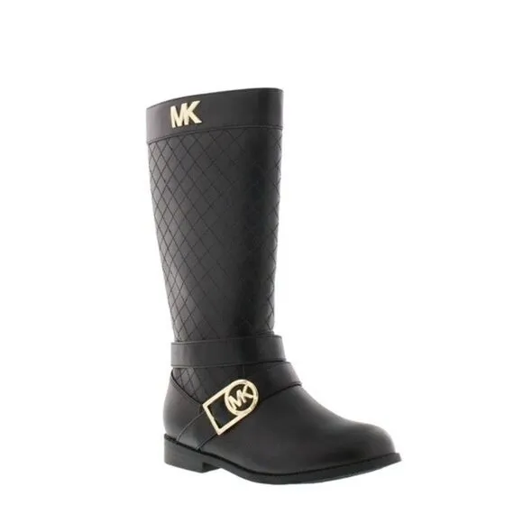 New! MICHAEL KORS Toddler Girls Black Quilted Tall Boots Riding Boots Size 7