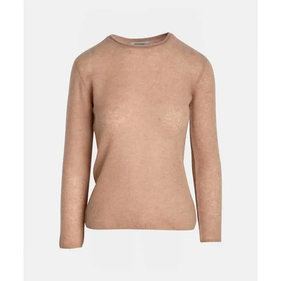 NEW NAADAM women's featherweight cashmere slim crewneck sweater in desert pink