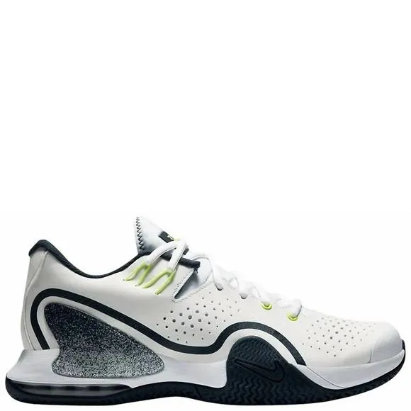 NEW NIKE men's court tech challenge 20 tennis sneakers in college navy lime whit