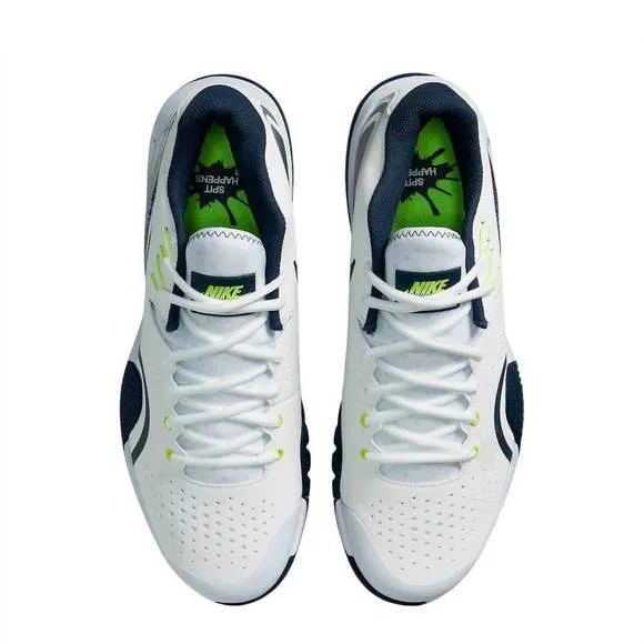 NEW NIKE men's court tech challenge 20 tennis sneakers in college navy lime whit