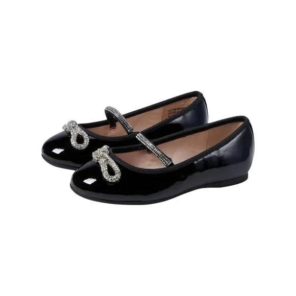 NEW NINA girl's kendalla flats in black crinkle