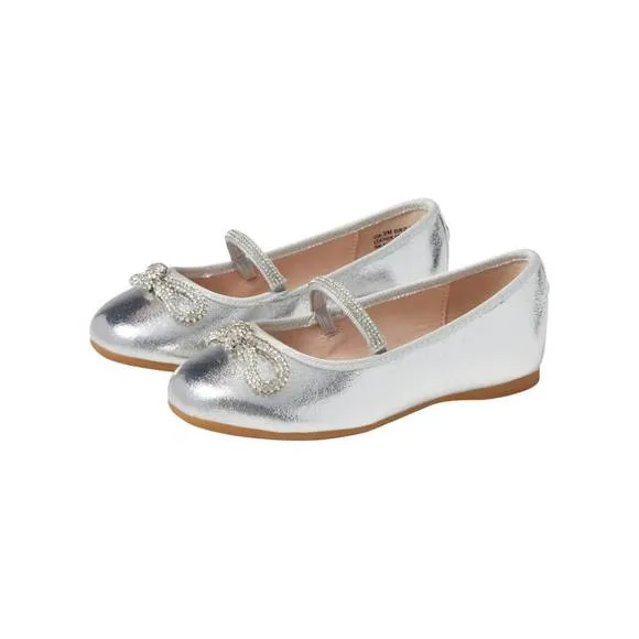 NEW NINA girl's kendalla flats in silver crackle