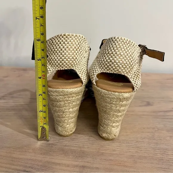 New Paseart Black Espadrille Wedge Sandals