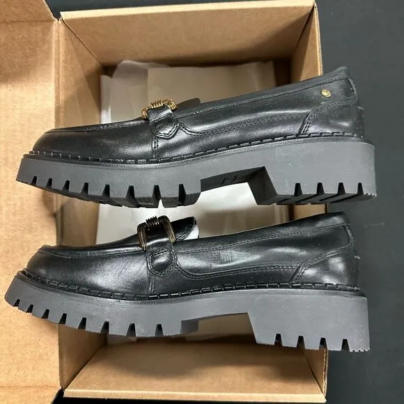 New Pikolinos Aviles Black Chunky Platform Leather Loafers 38 W6P-3742