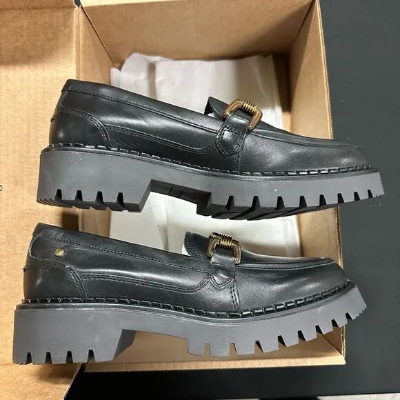 New Pikolinos Aviles Black Chunky Platform Leather Loafers 38 W6P-3742