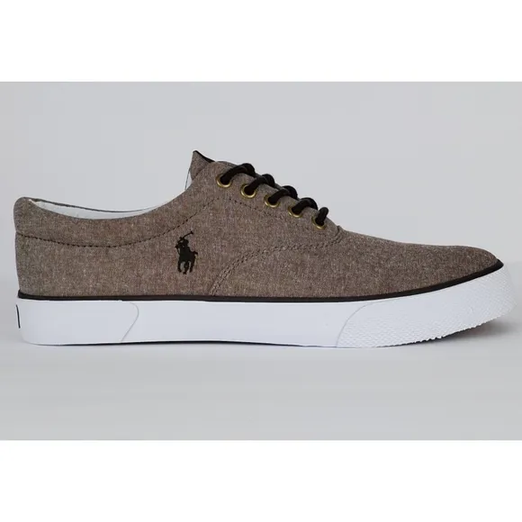 New Polo ralph lauren forestmont canvas shoes sneakers tan chambray preppy