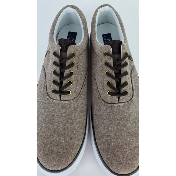 New Polo ralph lauren forestmont canvas shoes sneakers tan chambray preppy