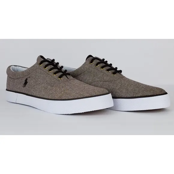 New Polo ralph lauren forestmont canvas shoes sneakers tan chambray preppy