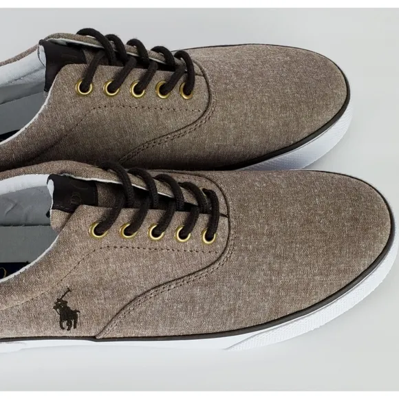 New Polo ralph lauren forestmont canvas shoes sneakers tan chambray preppy