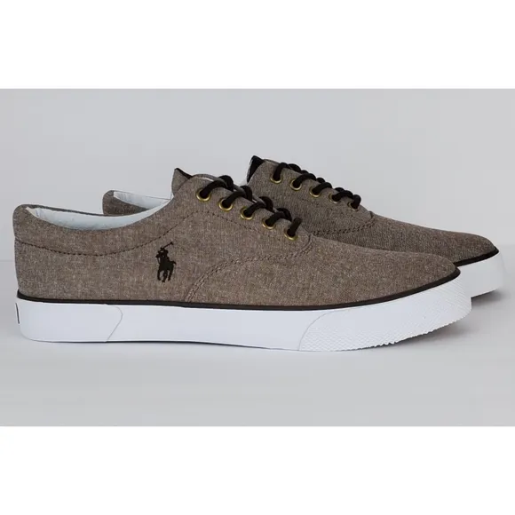 New Polo ralph lauren forestmont canvas shoes sneakers tan chambray preppy