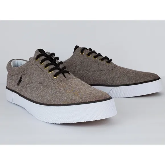 New Polo ralph lauren forestmont canvas shoes sneakers tan chambray preppy