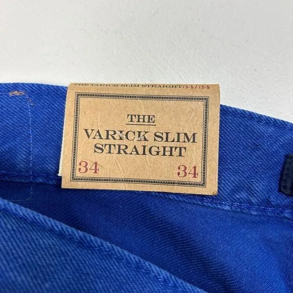 NEW Polo Ralph Lauren Varick Slim Straight Hemp Mens 34x34 Denim Blue Jeans Blue