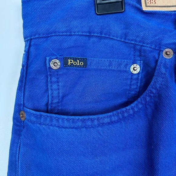 NEW Polo Ralph Lauren Varick Slim Straight Hemp Mens 34x34 Denim Blue Jeans Blue