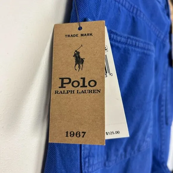 NEW Polo Ralph Lauren Varick Slim Straight Hemp Mens 34x34 Denim Blue Jeans Blue