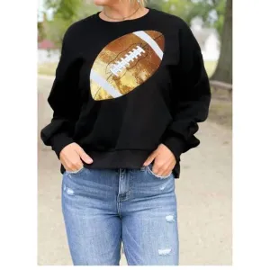 NEW QUEEN OF SPARKLES football sweat shirt in black