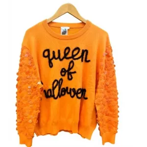 NEW QUEEN OF SPARKLES women's queen of halloween sweater in orange